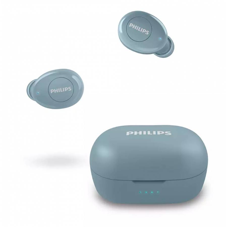 Casti Audio Wireless Philips Cu Design Inchis, Difuzoare 6mm, Bluetooth 5.1, Microfon, Baterie Litiu-ion, 90 Db, Gestionare Apel, Albastru
