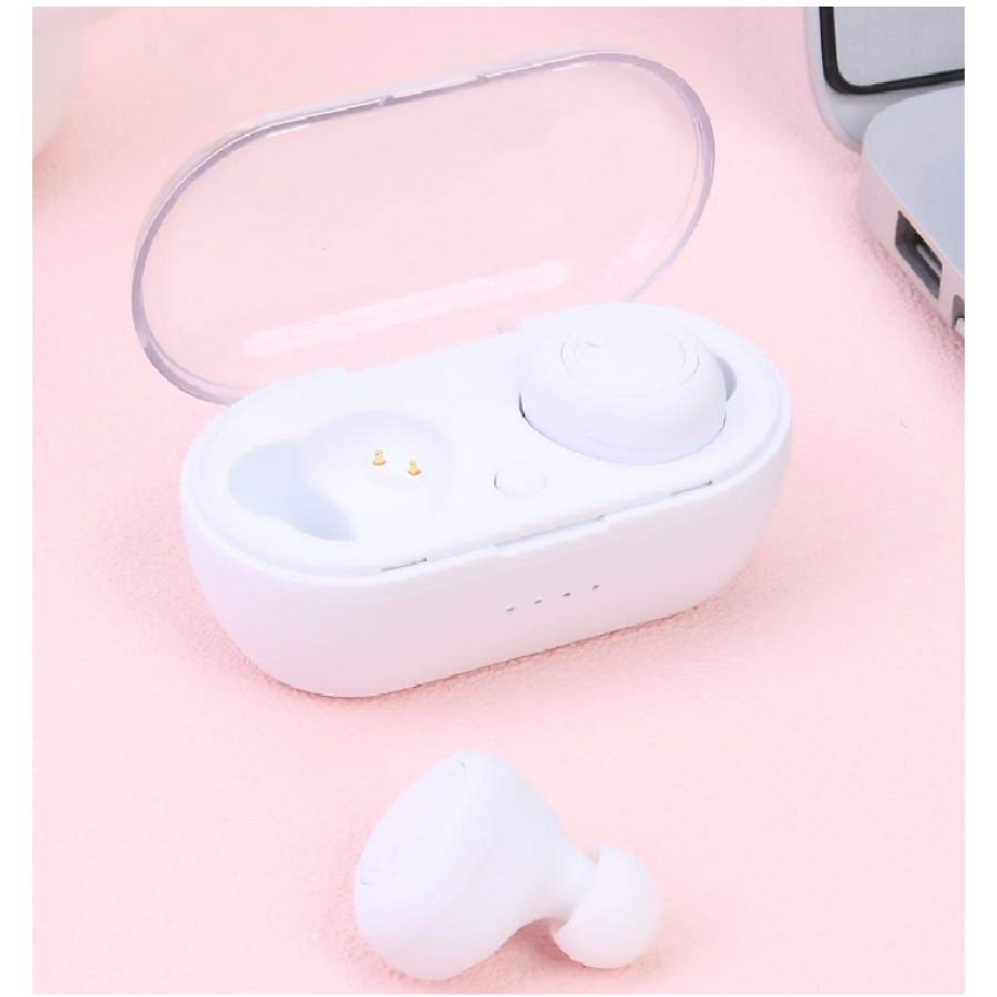 Casti Audio Wireless Sport Klausstech, Bluetooth 5.0, Sunet Clar, 3 Butoane Pentru Comenzi, Compatibilitate Universala, 42 Db, Capacitate Baterie 8 Ore,  Alb