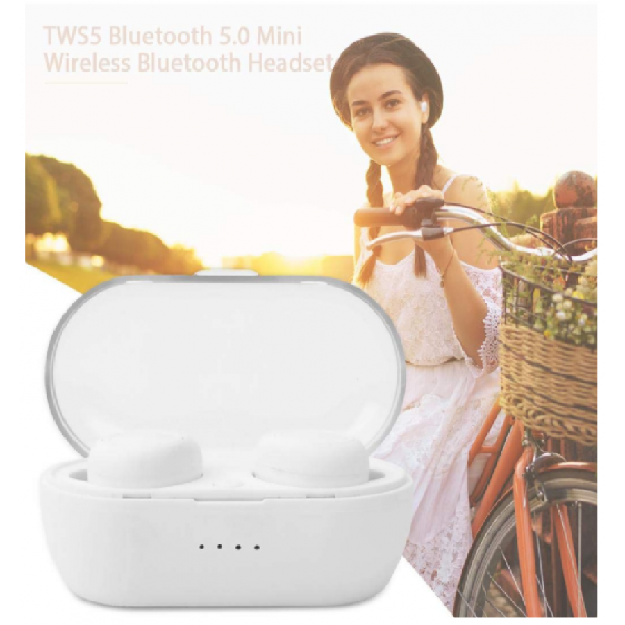 Casti Audio Wireless Sport Klausstech, Bluetooth 5.0, Sunet Clar, 3 Butoane Pentru Comenzi, Compatibilitate Universala, 42 Db, Capacitate Baterie 8 Ore,  Alb