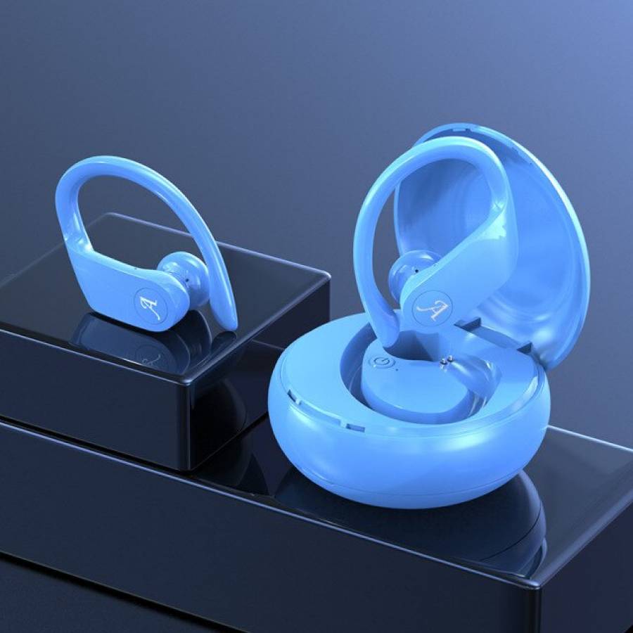 Casti Bluetooth 5.0 Wireless Klausstech, Carcasa Incarcare, Hands-free, Incarcare Rapida, Automie 4h, Design Modern, Albastru