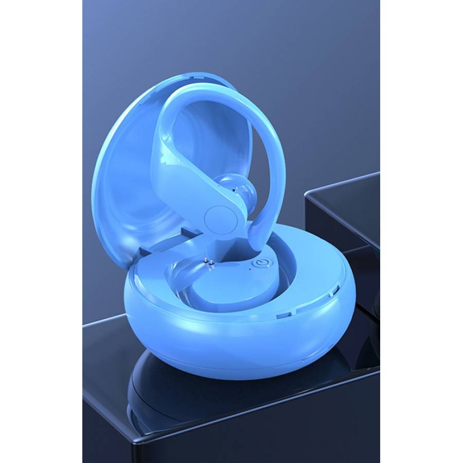 Casti Bluetooth 5.0 Wireless Klausstech, Carcasa Incarcare, Hands-free, Incarcare Rapida, Automie 4h, Design Modern, Albastru