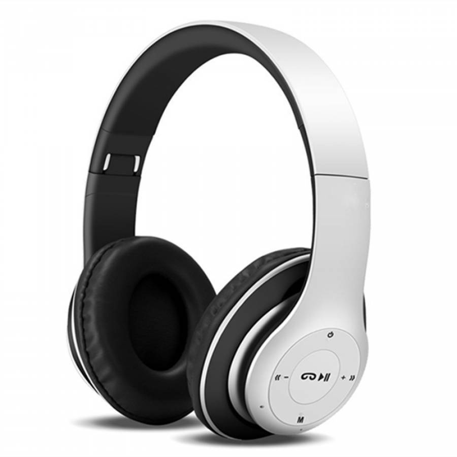 Casti Bluetooth Cu Microfon Si Radio Albe