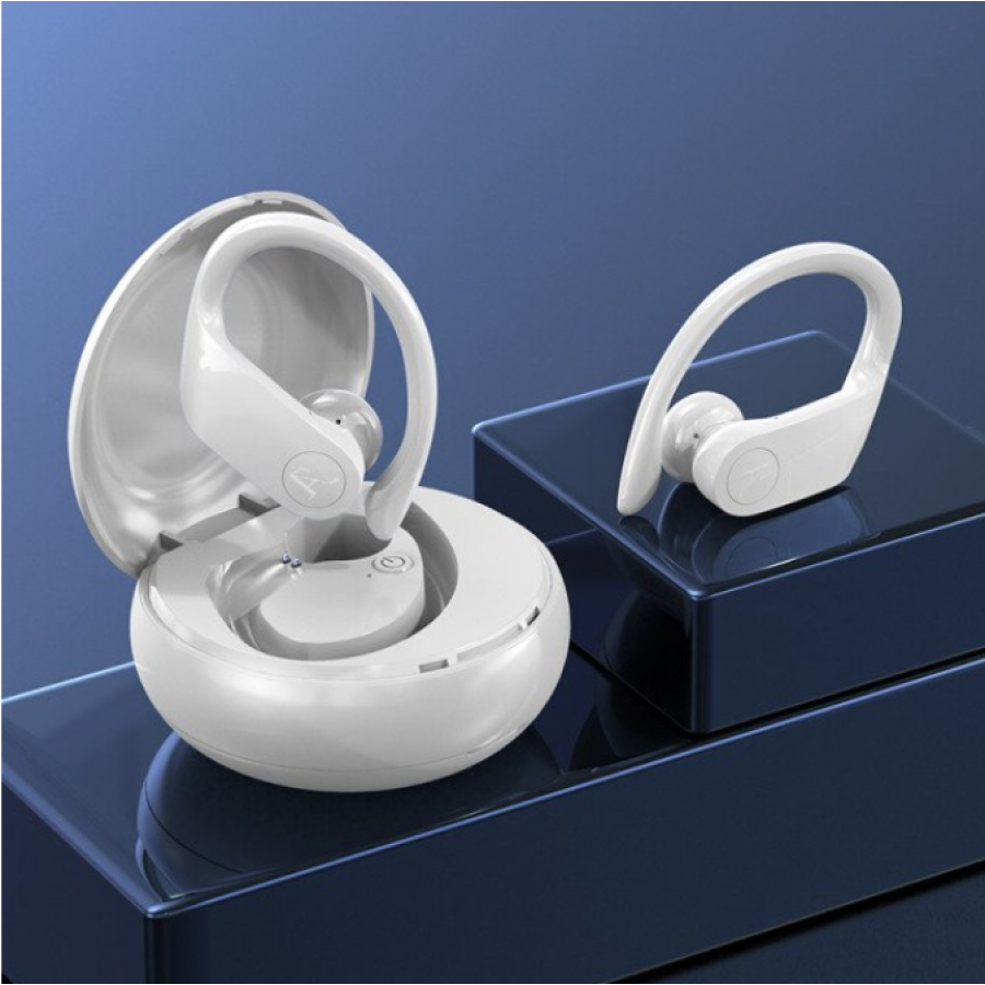 Casti Cu Carcasa Incarcare Klausstech, Wireless Bluetooth 5.0,incarcare 2h, Autonomie 4h, Hd Voice, Microfon, Control Volum, Alb