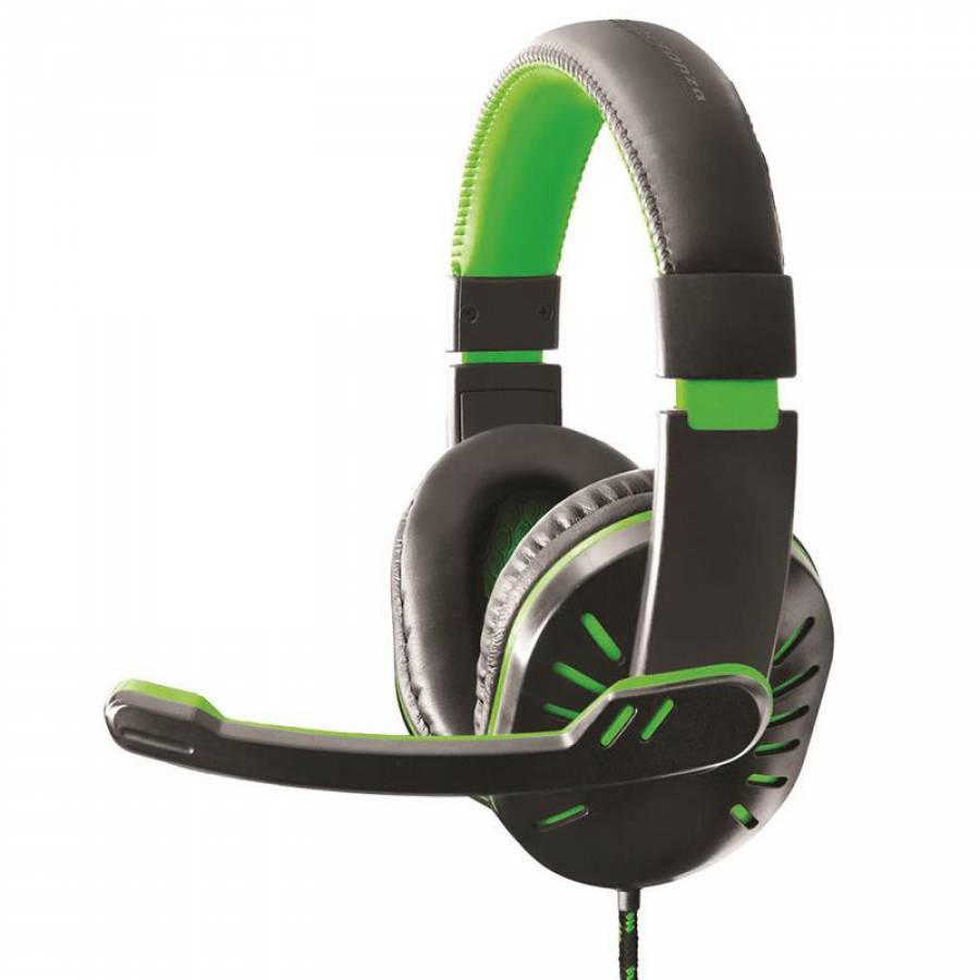 Casti De Calculator/laptop Cu Microfon Gaming , Conexiune Audio 2 X Jack 3.5 Mm , Sunet Stereo , Usor De Ajustat, Microfon Incorporat, Banda De Sustinere Reglabila, Culoare Verde/negru