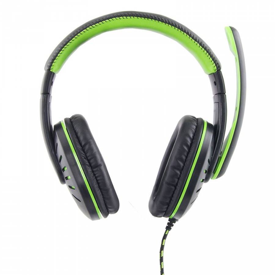 Casti De Calculator/laptop Cu Microfon Gaming , Conexiune Audio 2 X Jack 3.5 Mm , Sunet Stereo , Usor De Ajustat, Microfon Incorporat, Banda De Sustinere Reglabila, Culoare Verde/negru