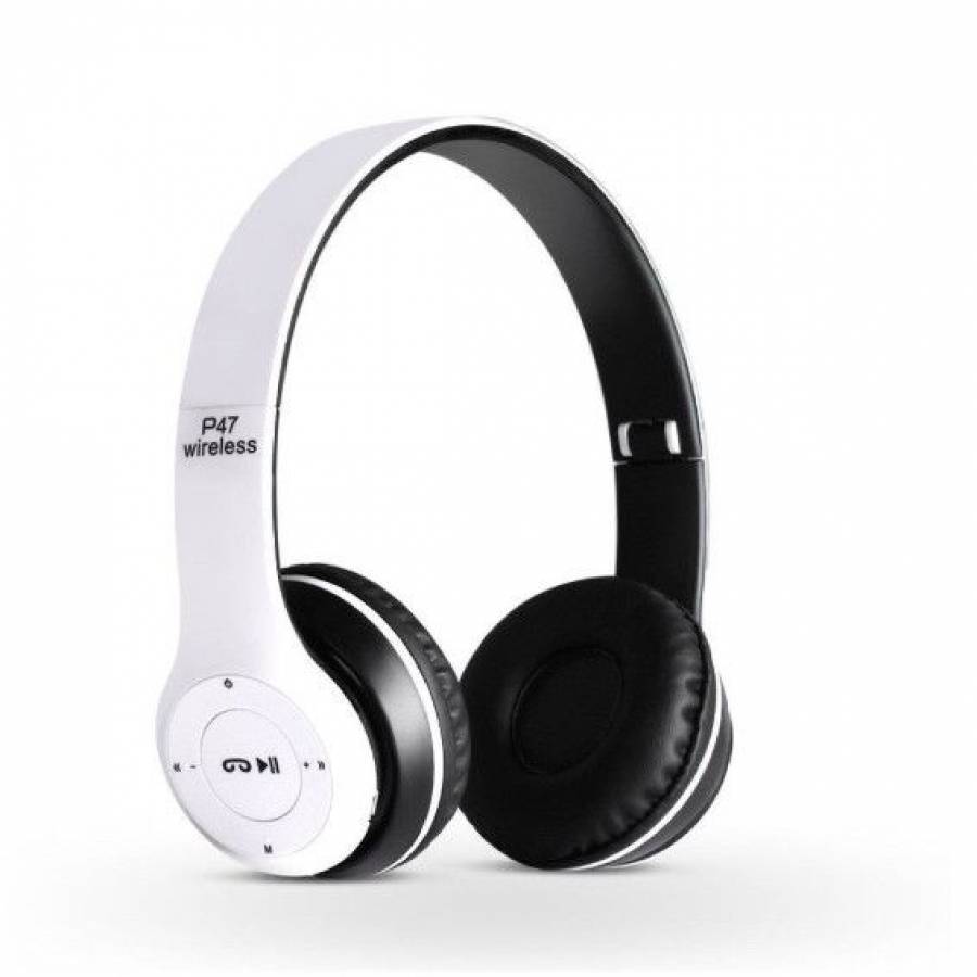 Casti KlaussTech Cu Bluetooth , Cititor Card Sd , Culoare Alb/negru ,  Bureti Moi