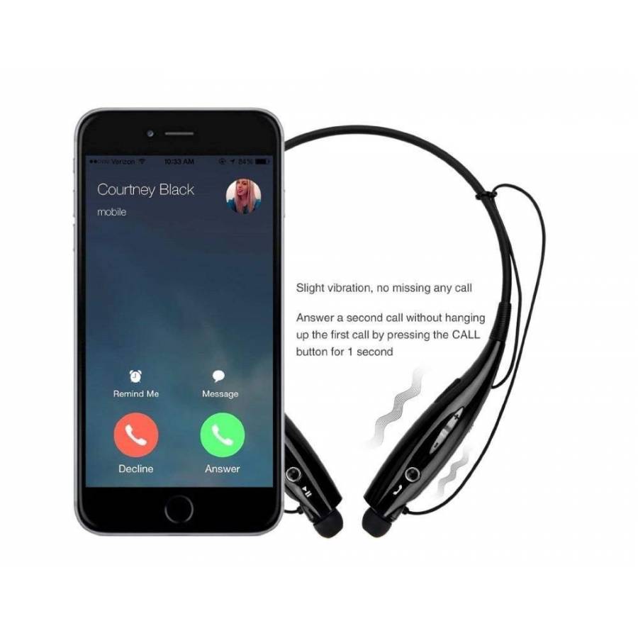 Casti Klausstech Wireless Bluetooth Cu Slot Tf Card, Convorbire 4 H, Autonomie Muzica 10 H, Hands-free, Alerta Apel, Reconectare Automata, Negru