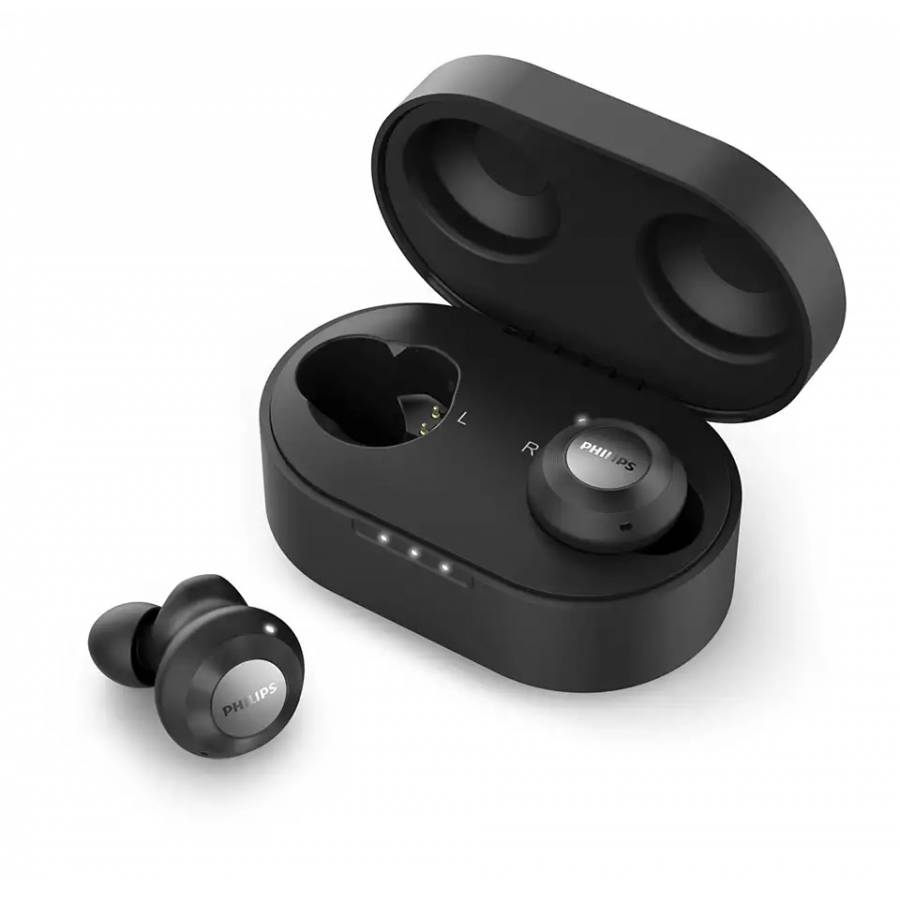 Casti Philips Audio True Wireless, Intraauriculare Cu Bluetooth, Difuzoare 13 Mm, Microfon Incorporat, Incarcare 1.5 H, Timp Convorbire 6h, Redare Muzica 18h, Negru