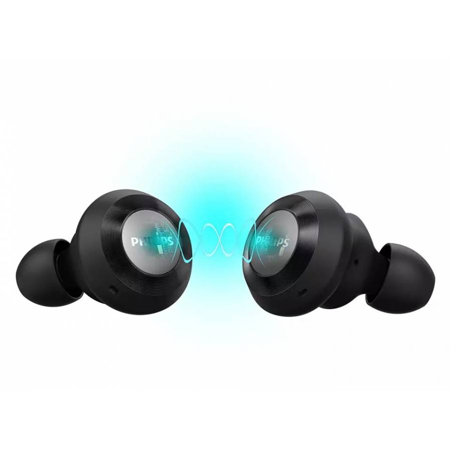 Casti Philips Audio True Wireless, Intraauriculare Cu Bluetooth, Difuzoare 13 Mm, Microfon Incorporat, Incarcare 1.5 H, Timp Convorbire 6h, Redare Muzica 18h, Negru