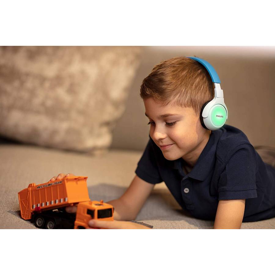 Casti Philips Audio Wireless Cu Pernute Moi, Difuzoare 32 Mm, Supraauriculare, 32 Ohm, 20 - 20000 Hz, 95 Db, Microfon, Gestionare Apel, Pana La 10m, Albastru