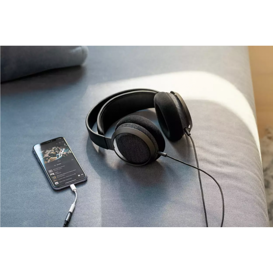 Casti Philips Fidelio Supraauriculare, Design Deschis, Finisaj Piele/metal, Cablu Detasabil 3 M, Diametru 50 Mm, Magnet Neodim, Diafragma Lmc, Negru