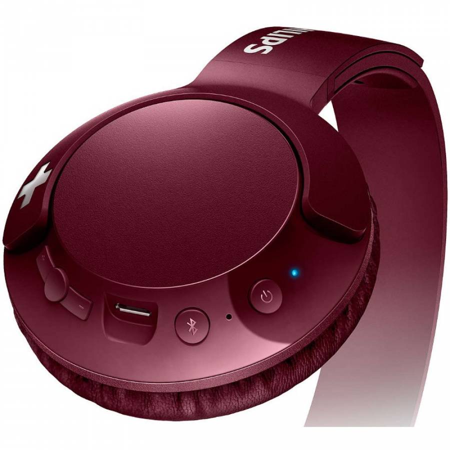 Casti Philips Supraauriculare Wireless, Microfon, Functie Pliere, Pernute Moi, Gestionare Apeluri, Control Volum, Sistem Acustic Inchis, Rosu