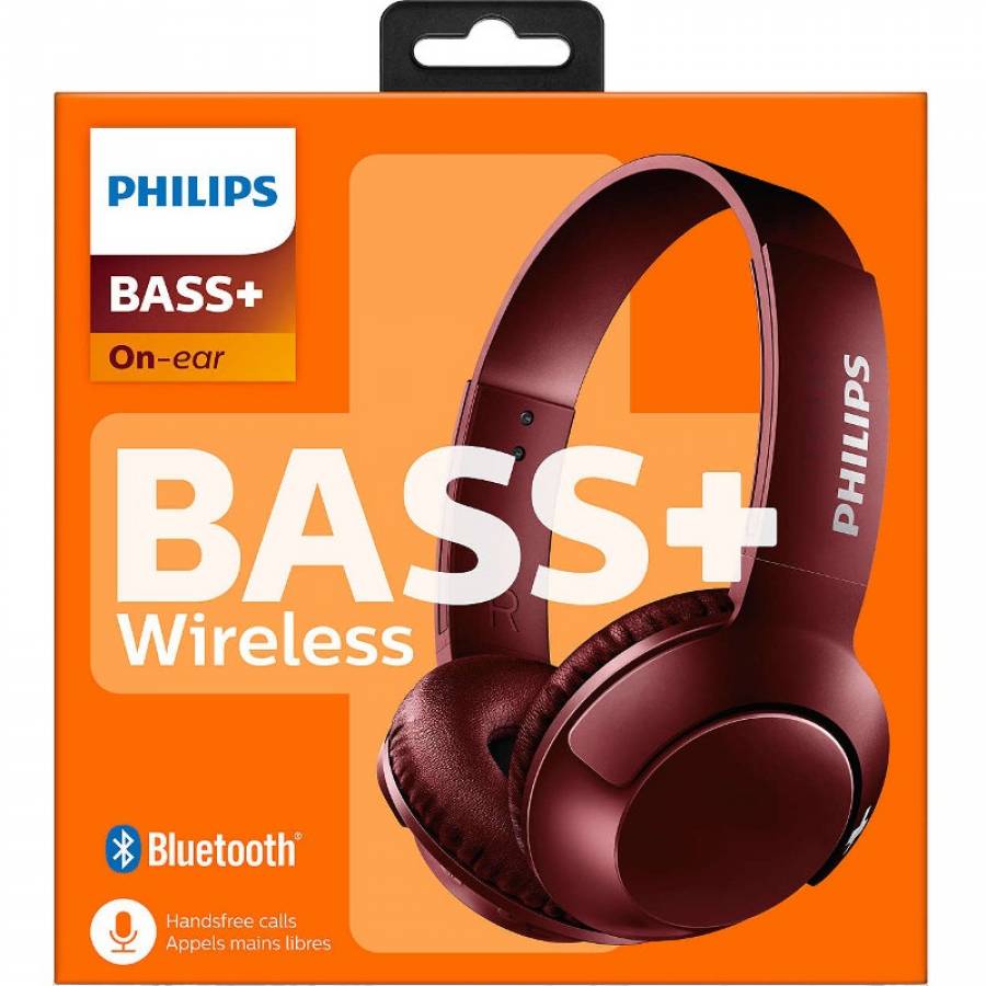 Casti Philips Supraauriculare Wireless, Microfon, Functie Pliere, Pernute Moi, Gestionare Apeluri, Control Volum, Sistem Acustic Inchis, Rosu