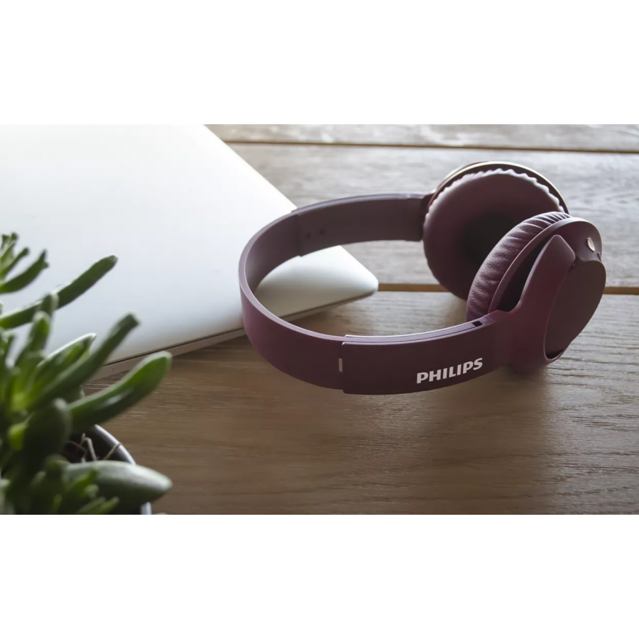 Casti Philips Supraauriculare Wireless, Microfon, Functie Pliere, Pernute Moi, Gestionare Apeluri, Control Volum, Sistem Acustic Inchis, Rosu