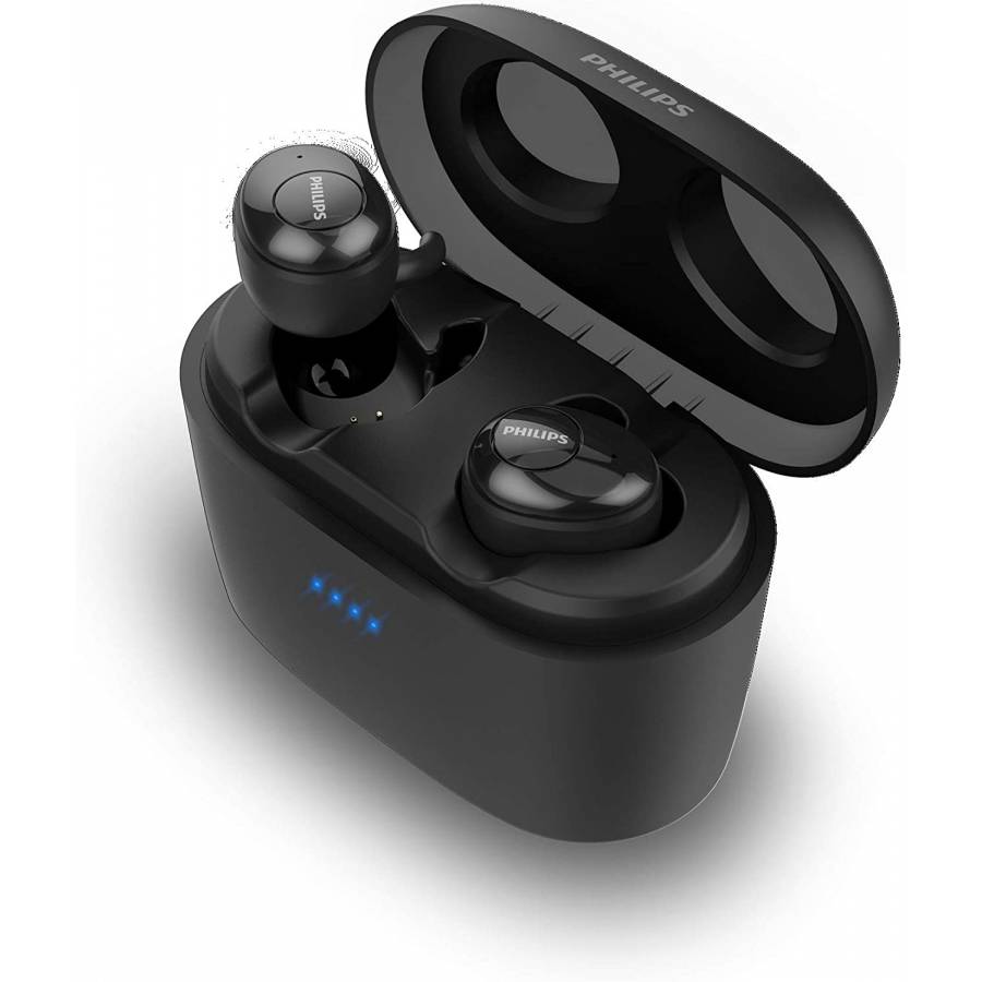 Casti Philips True Wireless Intraauriculare, Conexiune Prin Bluetooth 5.0, Difuzoare De 6mm, Design Inchis, Microfon Incorporat, Raza 10 M, Incarcare 2 H, Negru