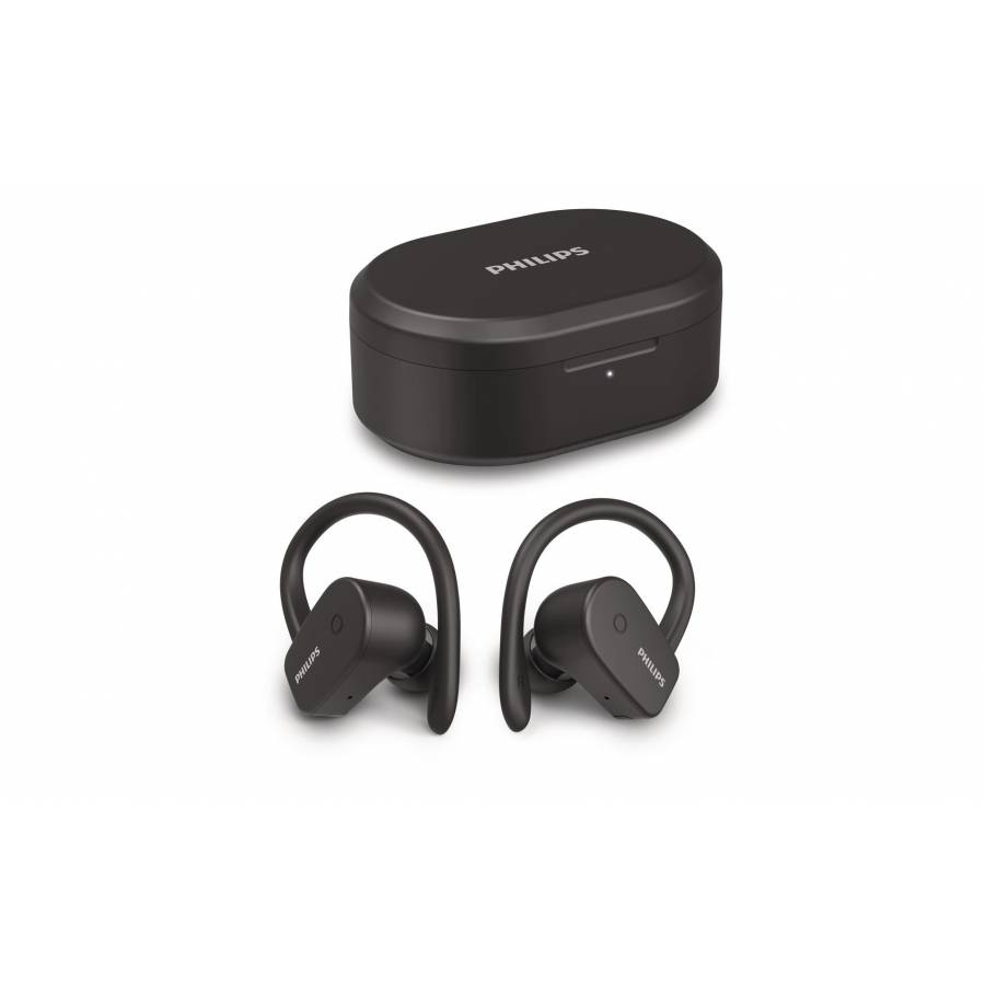 Casti Philips Wireless Pentru Sport, Difuzoare 6 Mm, Bluetooth, Microfon Incorporat, Baterie Litiu-ion, Incarcare 2 Ore, Autonomie 20 H, 16 Ohm, Negru