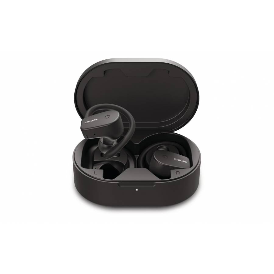 Casti Philips Wireless Pentru Sport, Difuzoare 6 Mm, Bluetooth, Microfon Incorporat, Baterie Litiu-ion, Incarcare 2 Ore, Autonomie 20 H, 16 Ohm, Negru