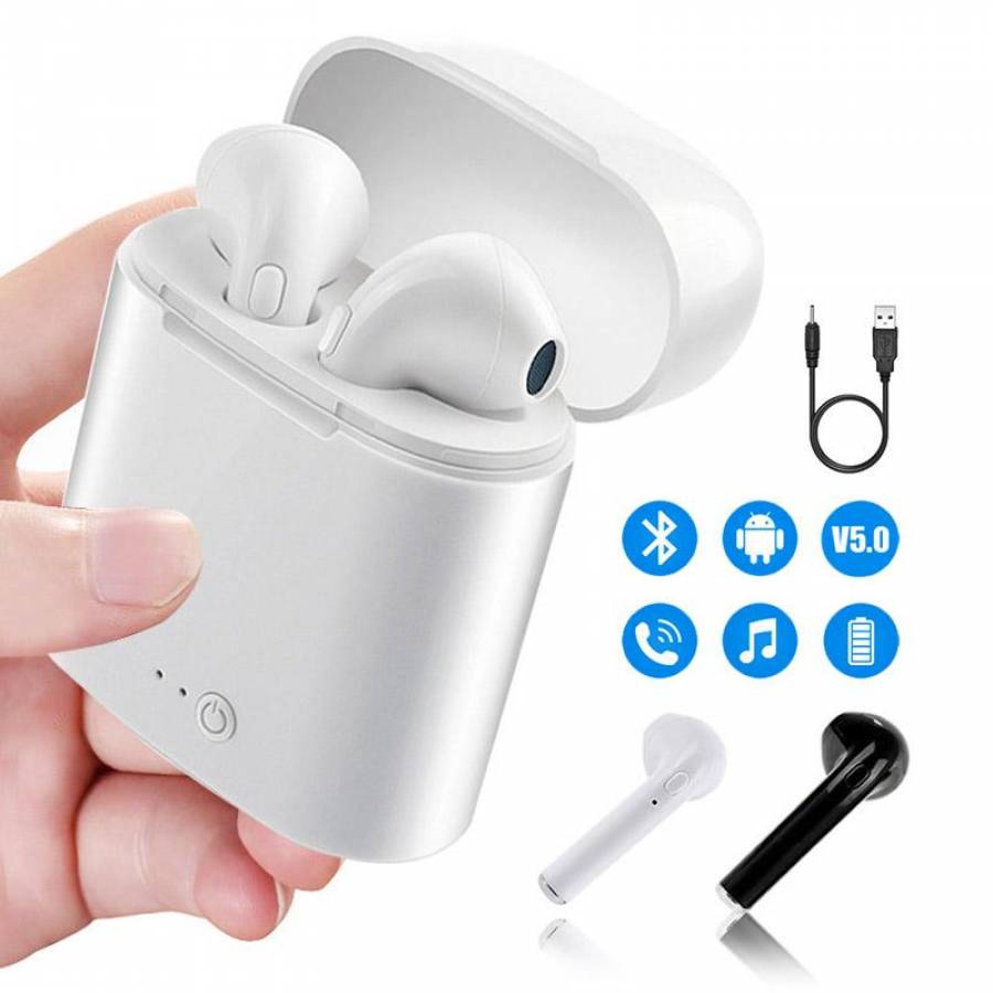 Casti Wireless Airpods Bluetooth, Distanta 12 M, Autonomie 5 - 6 Ore, Incarcare 1 - 2 Ore, Standby 100 H, 42 Db, Microfon, Culoare Alb