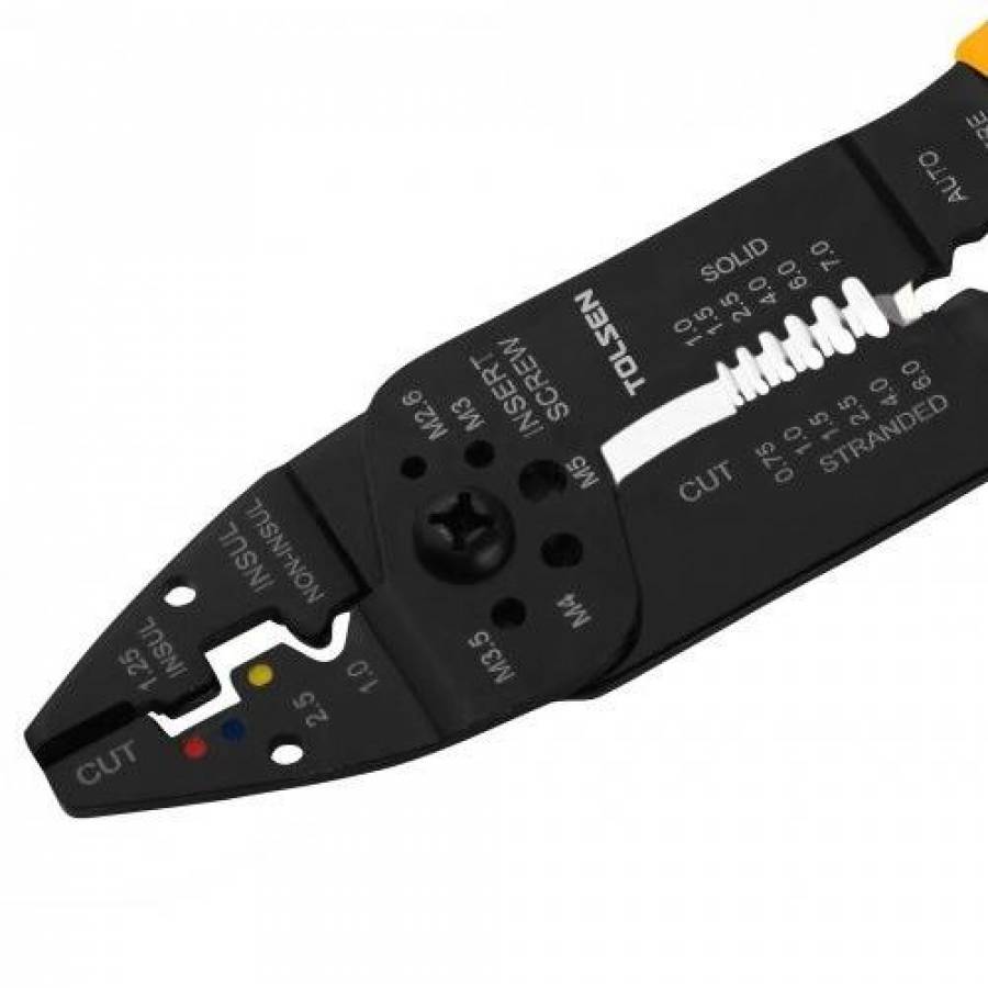 Cleste Industrial De  Sertizare Si Dezizolare, Dimensiune 215 Mm, Muchie Ascutita, Design Modern, Culoare Negru/galben