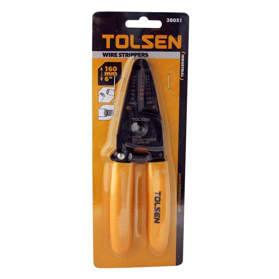 Cleste Tolsen Tools Pentru Dezizolare Cabluri 160 Mm , Pentru Uz Industrial , Maner Ergonomic , Negru/galben