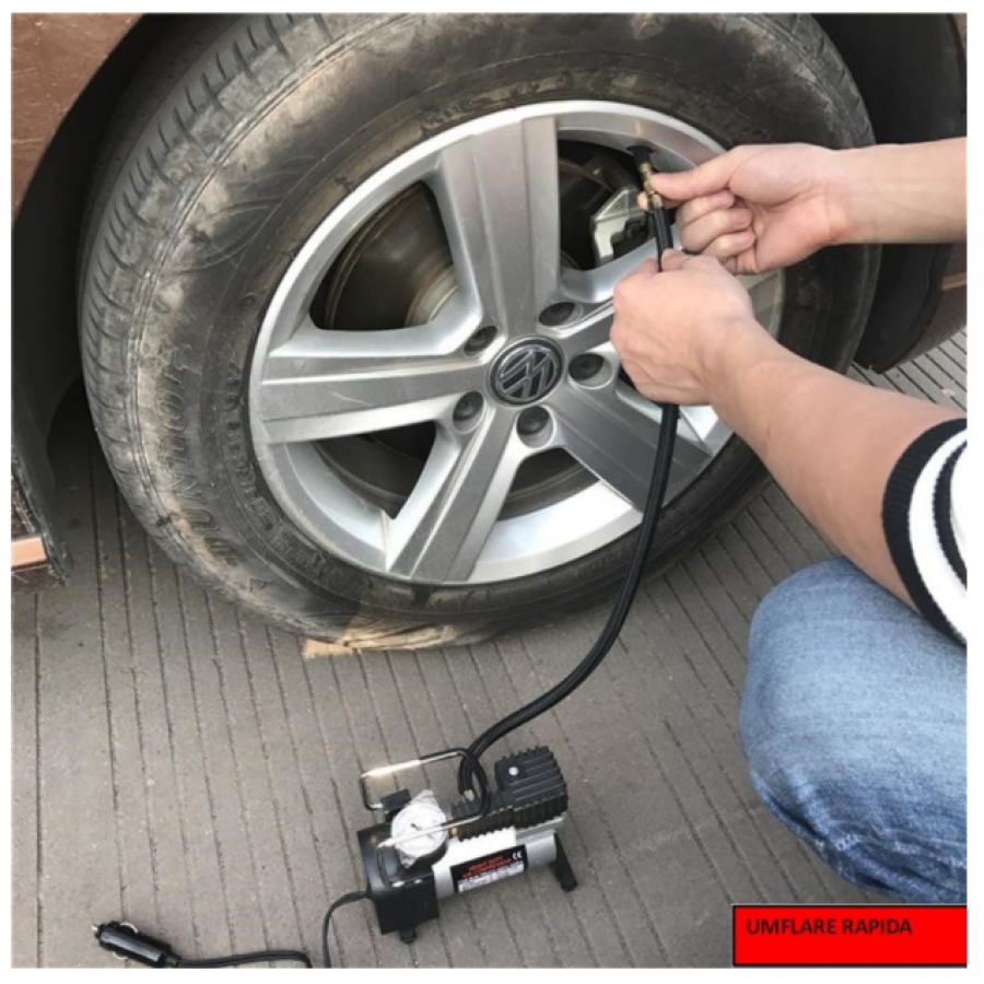 Compresor Auto Klausstech , 12v, Umflare Rapida, Portabila, 10 Amp, 965 Kpa, 35l/min, Usor, Ergonomic, Alb/negru