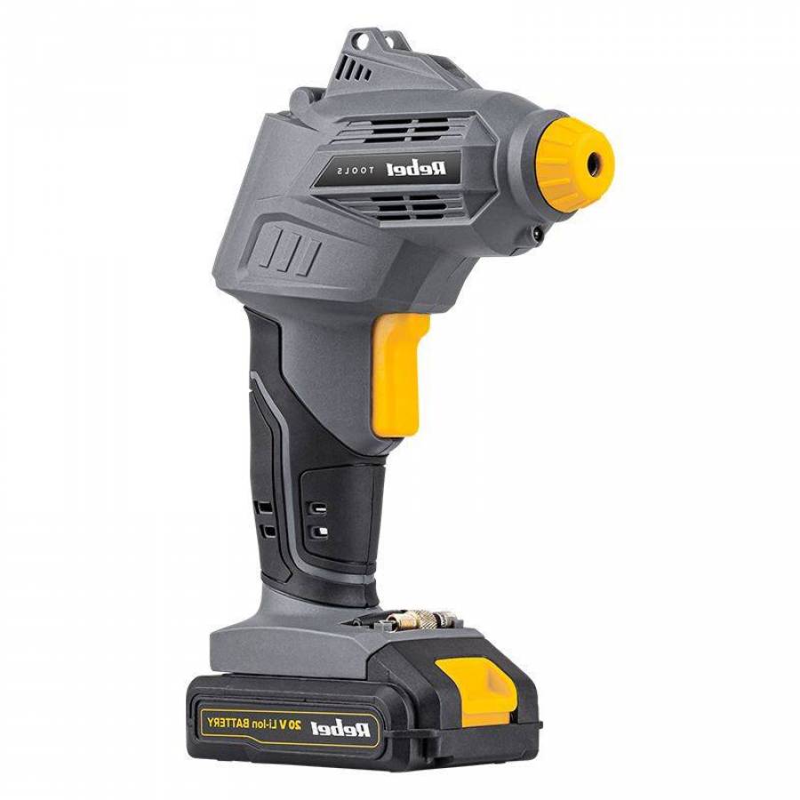 Compresor Electric Portabil, Acumulator 20 V Inclus, Afisaj Lcd, Functie Oprire Automata, Afisare Presiune Curenta, Accesorii Incluse, Lumina De Lucru, Maner Ergonomic, Dimensiuni Reduse, Negru