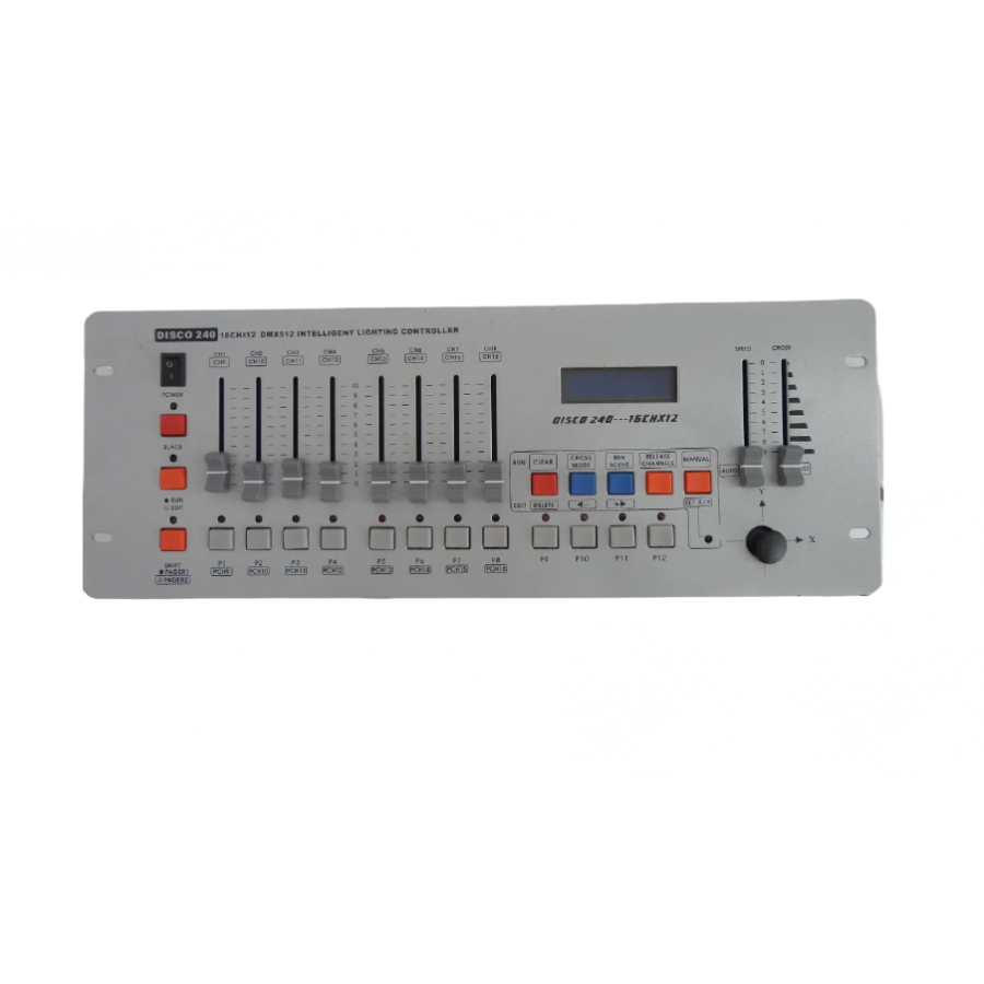 Controler Dj Cu Lumina Inteligenta 16chx12, 240 Canale Dmx, Buton On/off, Mod Cross, Design Compact Si Subtire, Ac 220v/50 Hz, Display Lcd, Alb