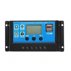 Controler Panou Solar Klausstech, 10a, 12v/24v, 2 X Usb, Display Lcd, Full Protect, Mcu Controll, Ergonomic, Usor, Albastru