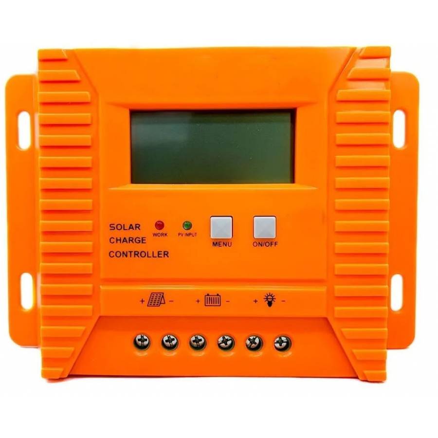 Controler Profesional Pentru Sistem Panou Solar Cu 20 A, 2 Porturi Usb, Functie Afisare Digitala, Display Lcd, Buton Menu, Buton On/off, Compact, Portocaliu