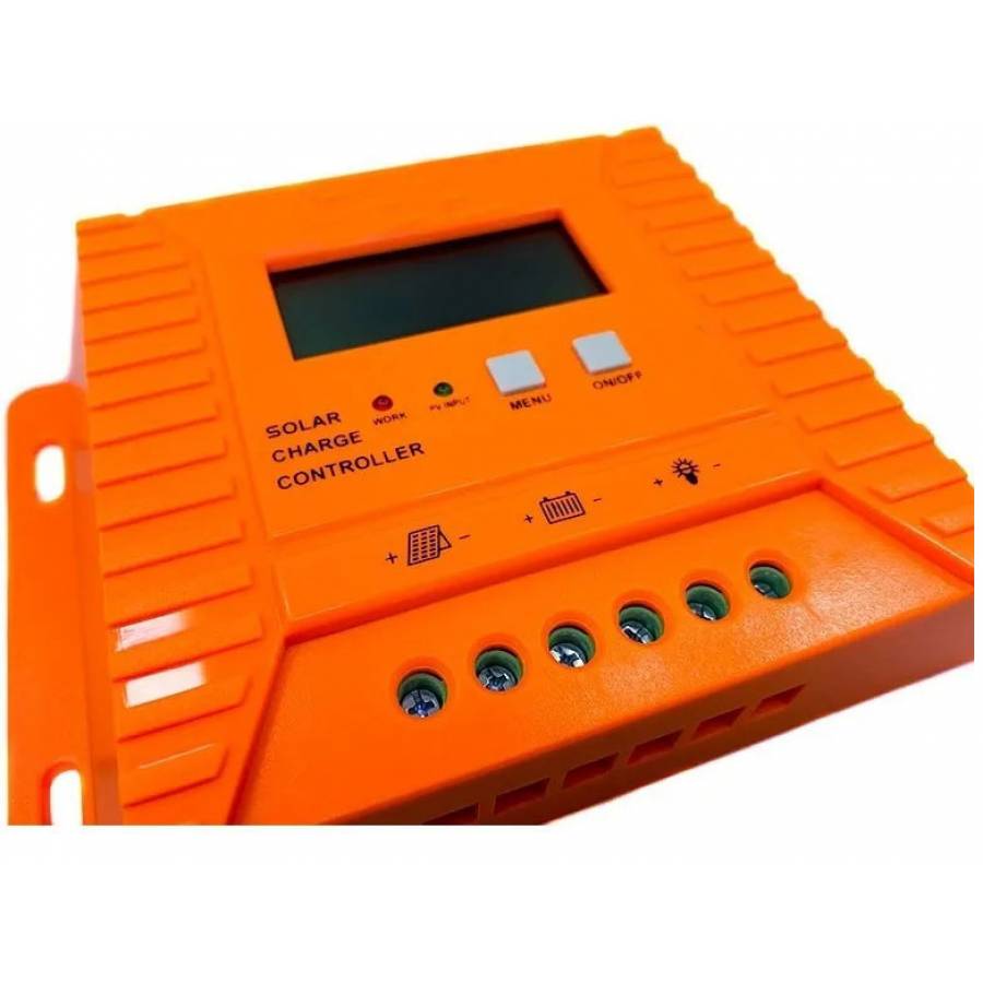 Controler Profesional Pentru Sistem Panou Solar Cu 20 A, 2 Porturi Usb, Functie Afisare Digitala, Display Lcd, Buton Menu, Buton On/off, Compact, Portocaliu