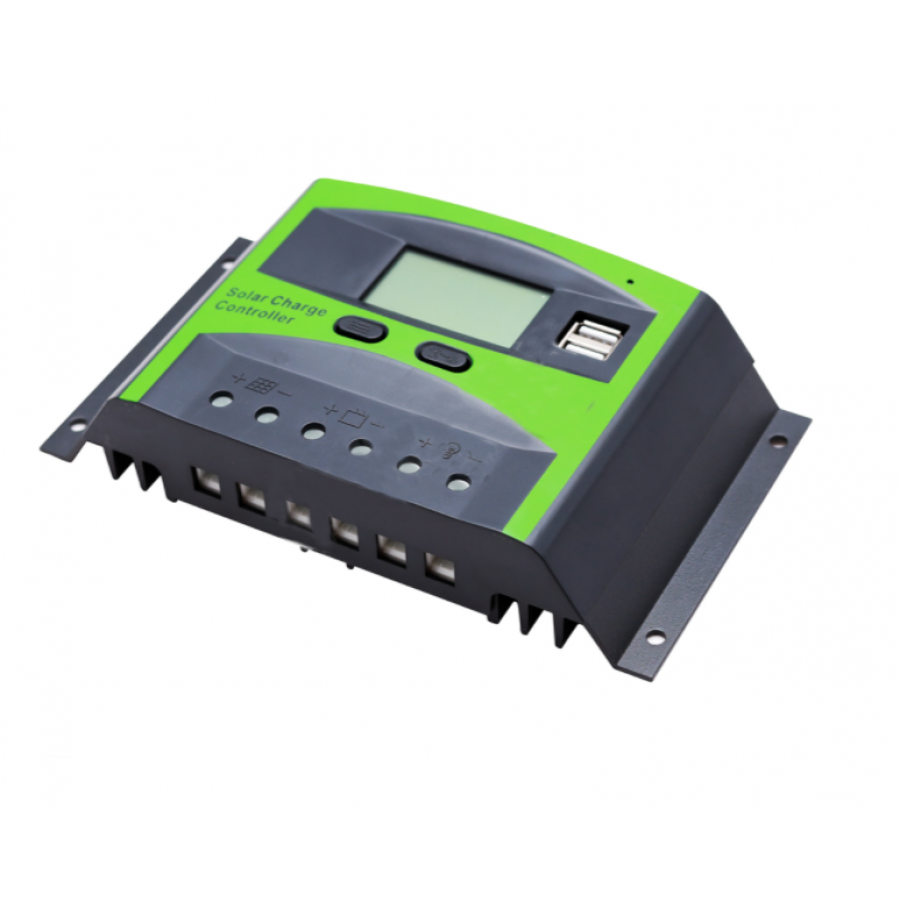 Controler Solar, Performanta 10a , Memorare Automata, Afisaj Digital, Protectie Duala Mosfet, Set De Taste, Compact, Negru/verde