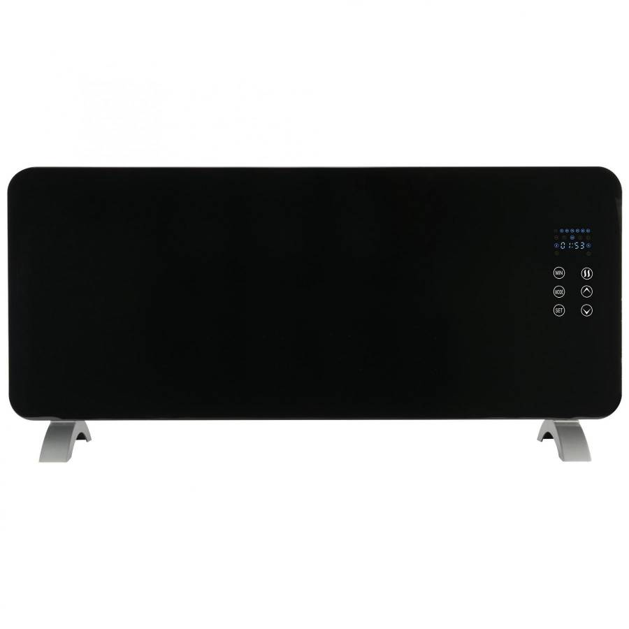 Convector Electric De Perete Si Portabil, 2000 W, Termostat Electric , Protectie Supraincalzire , Protectie Copii  , Panou Frontal Din Sticla Securizata , Culoare Negru