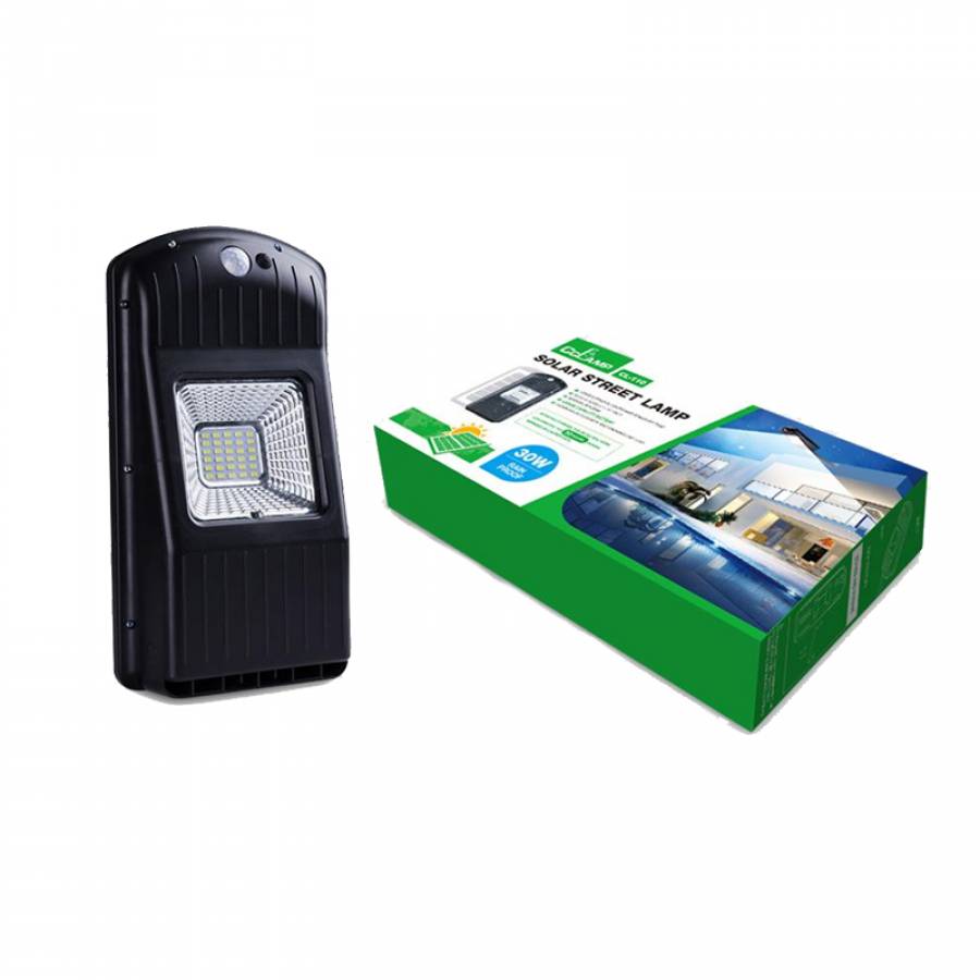 Corp De Iluminare Stradala Cu Putere De 30 W, Tehnologie Senzor De Miscare, Panou Solar Inclus, Baterie Lithium Ion, Rezistent La Apa Ip65, Culoare Negru