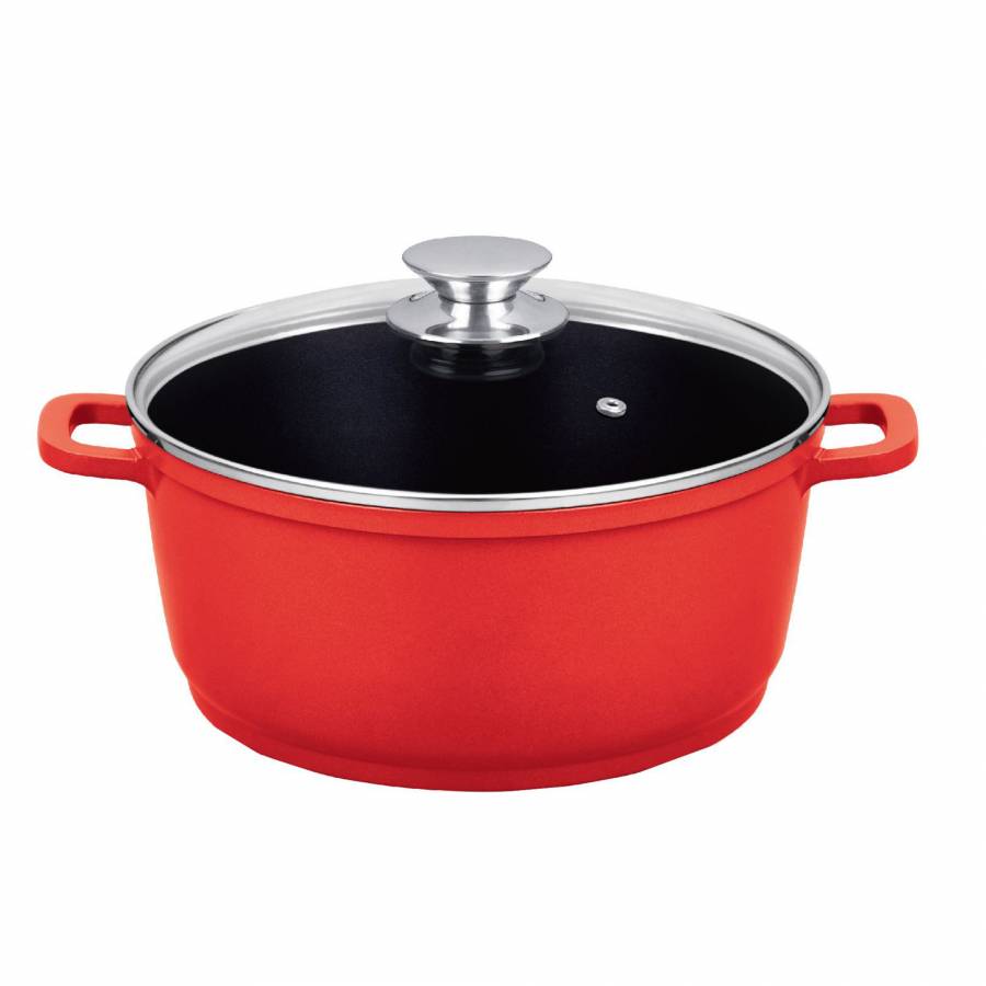 Cratita Aluminiu Grunberg, Rosu, 24 Cm