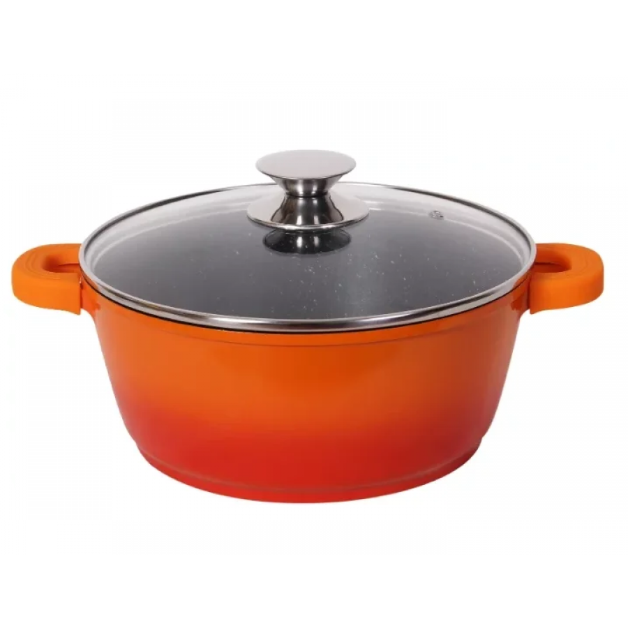 Cratita Bohmann, Diametru 28 Cm, Volum 5,8 L, Invelis Marmura, Material Aluminiu Turnat, Design Ergonomic, Portocaliu