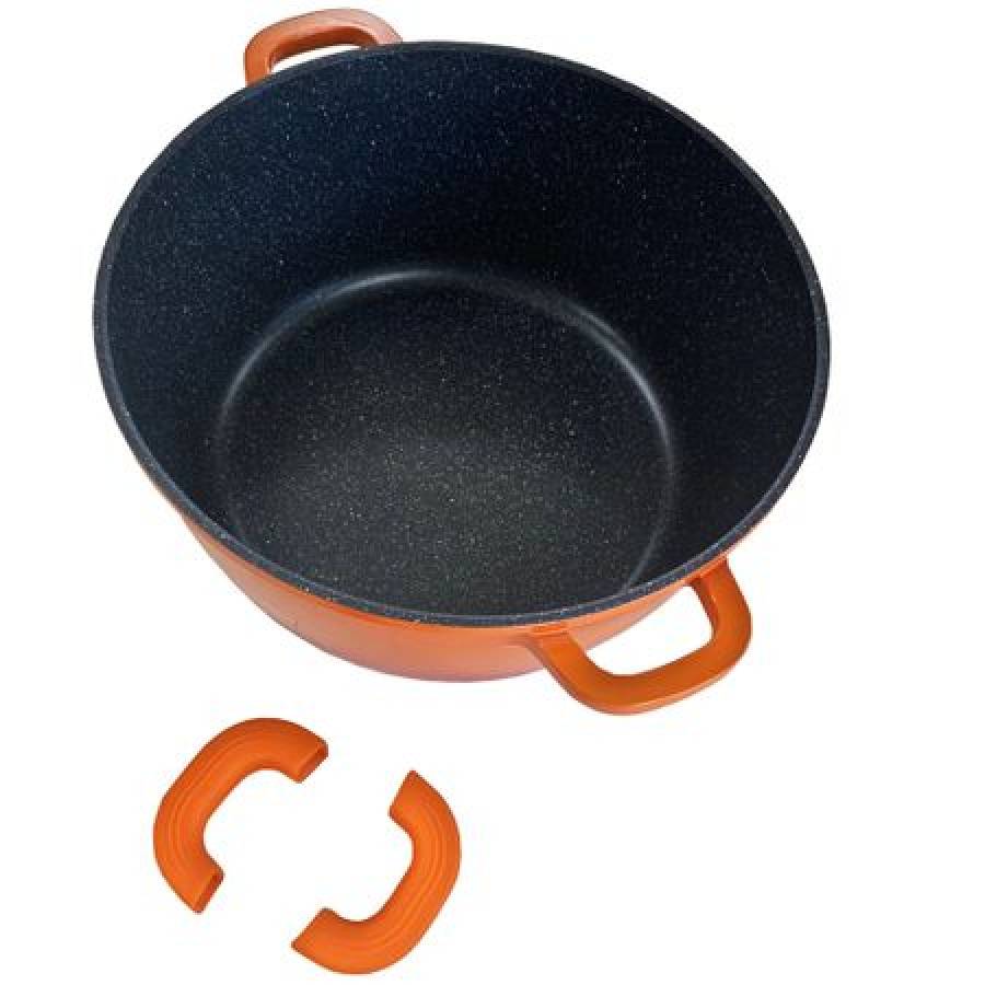 Cratita Bohmann, Diametru 28 Cm, Volum 5,8 L, Invelis Marmura, Material Aluminiu Turnat, Design Ergonomic, Portocaliu