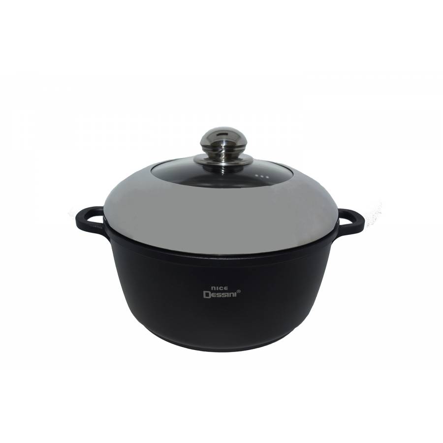 Cratita De Aluminiu Greu Cu Capac , Design Modern , Dimensiune 26 Cm , Capacitate 6,2l