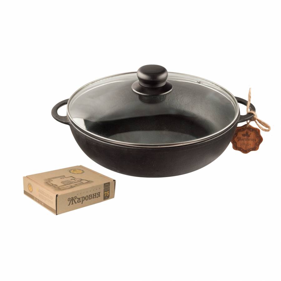 Cratita Din Fonta Cu Capac Sticla, 26 X 6 Cm