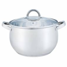Cratita Inox Cu Capac Sticla Grunberg , 24 Cm - 6.5 Litri , Argintiu