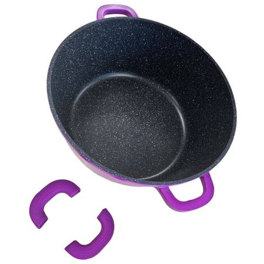 Cratita Klausstech, Diametru 28 Cm, Volum 5,8 L, Invelis Marmura, Material Aluminiu Turnat, Design Ergonomic, Mov