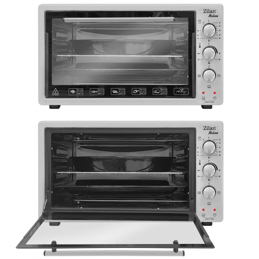 Cuptor Profesional Electric, Putere 1300 W, Accesorii Incluse, Capacitate 45 L, Temperatura Ajustabila 50° - 300° C, 4 Trepte De Incalzire, Design Modern, Gri