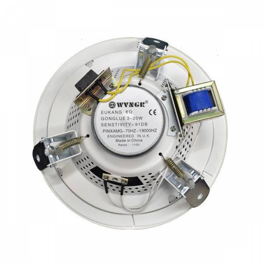 Difuzor Pentru Tavan Wvngr, Diametru 20 Cm, Putere 20 W, Impedanta 8 Ω , Sensitivitate 91 Db, Raspuns In Frecventa 70 Hz - 19 Khz, Tensiune Alimentare 110 V, Usor De Instalat Si Montat, Design Modern, Alb