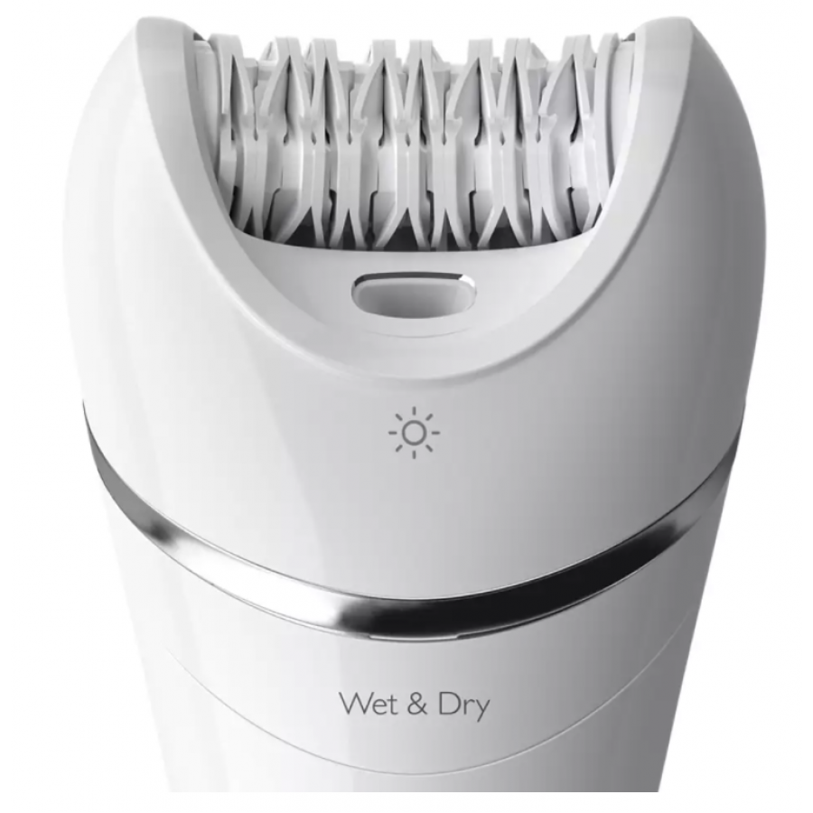 Epilator Compact Fara Fir, Opti-light, 5 Accesorii, Discuri Ceramice, Utilizare Umeda Si Uscata, 2 Setari Viteza, 32 Pensete, Autonomie 40 Min, Alb