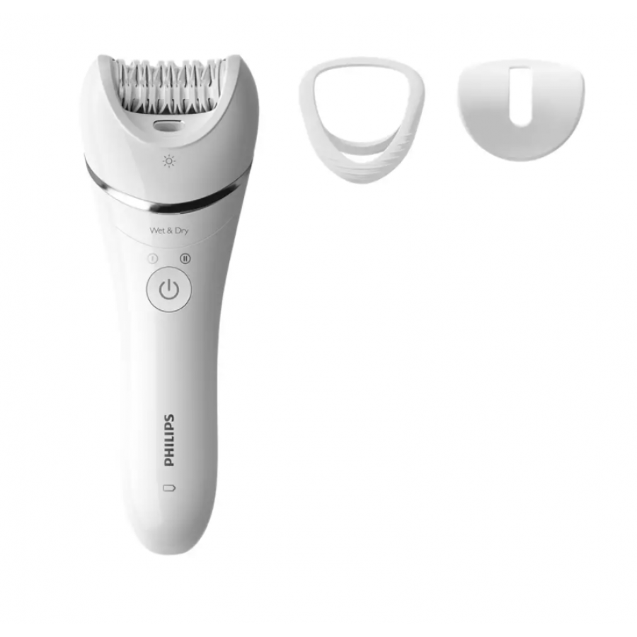 Epilator Compact Fara Fir, Opti-light, 5 Accesorii, Discuri Ceramice, Utilizare Umeda Si Uscata, 2 Setari Viteza, 32 Pensete, Autonomie 40 Min, Alb