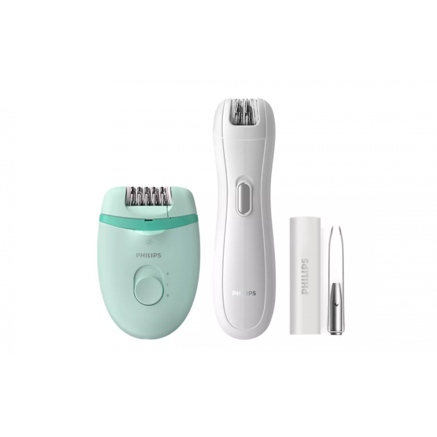 Epilator Electric Philips Profesional, Utilizare Cu Fir, Tehnologie Opti-light, Accesorii Incluse, Tensiune 15 V, 8 Discuri, 2 Setari Viteza, Alb/verde