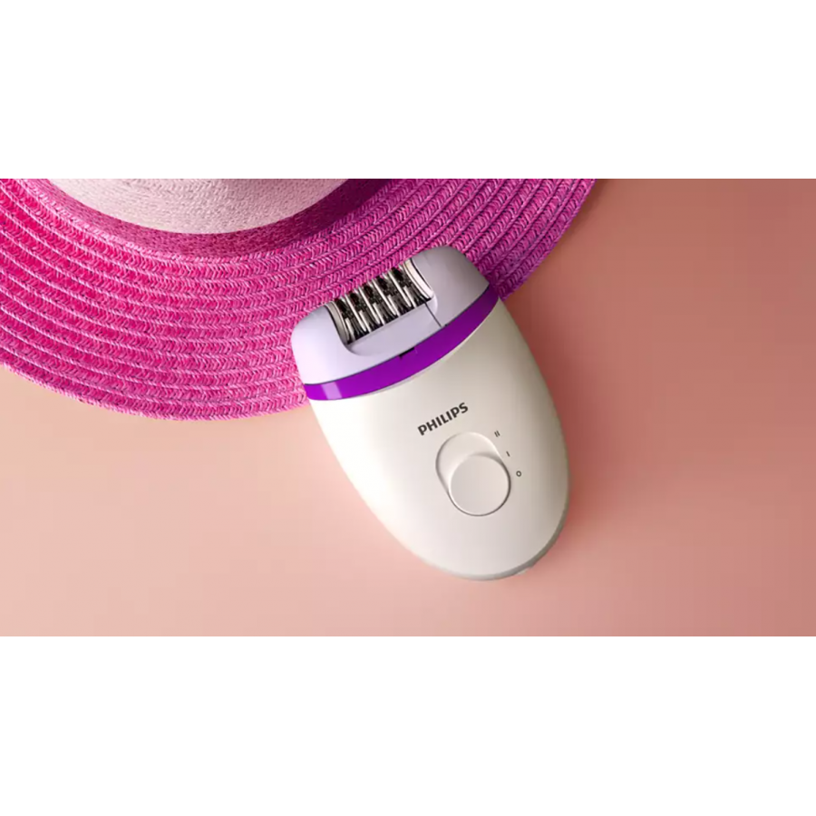 Epilator Philips Cu Fir Cu Maner Ergonomic, Cap De Epilare Lavabil,  Sistem Epilare, Design Compact, Alb/mov
