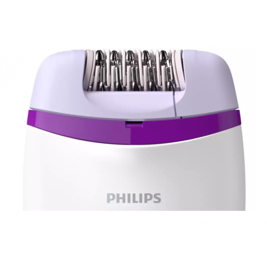 Epilator Philips Cu Fir Cu Maner Ergonomic, Cap De Epilare Lavabil,  Sistem Epilare, Design Compact, Alb/mov