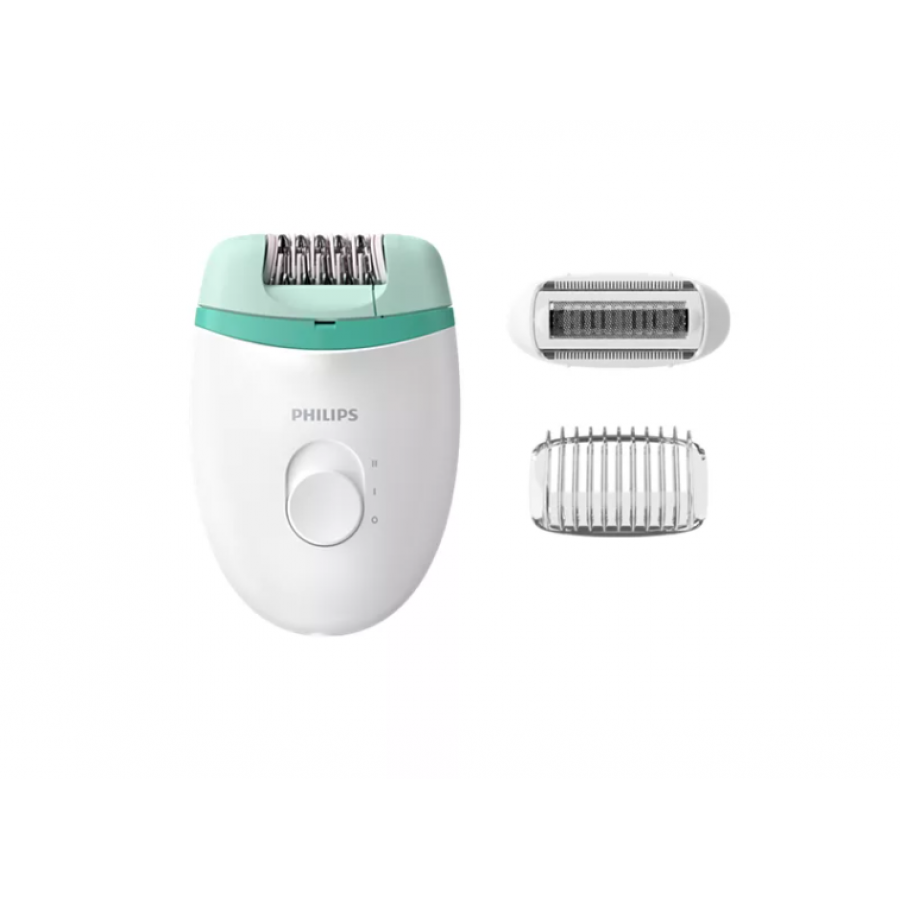 Epilator Philips Profesional Cu Firm Functionare Prin Discuri Si Maner Compact, Cap Pentru Masaj Inclus, Tehnologie Opti-light, 3accesorii Incluse, Alb/verde