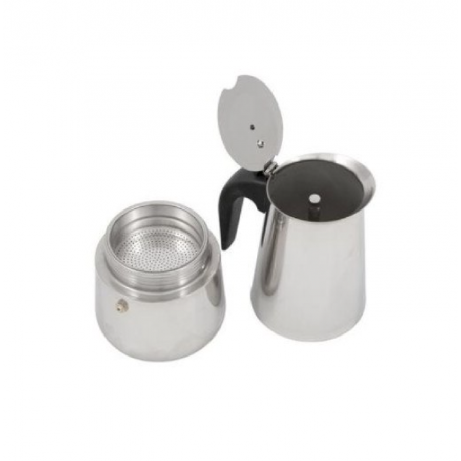 Espressor Klausstech De Cafea Din Otel Inoxidabil, 1.5 L,  Maner Ergonomic Ebonita, Design Modern, 12 Cesti, Compact, Argintiu