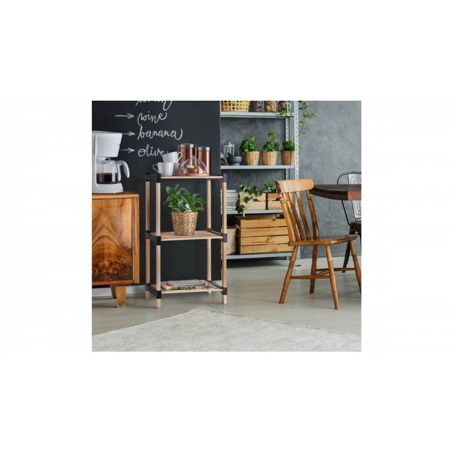 Etajera, Klausstech, 3 Rafturi, Material Lemn&plastic, Dimensiune 30 X 40 X 72.50 Cm, Rezistenta&durabila, Usor De Intretinut Si Curatat, Crem/negru